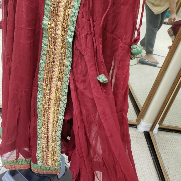 Green & maroon churidaar - Picture 5 of 6